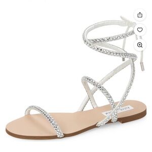 Steve Madden Tellers Rhinestone Embellished Open Toe Ankle Strap Tie Up Sandals